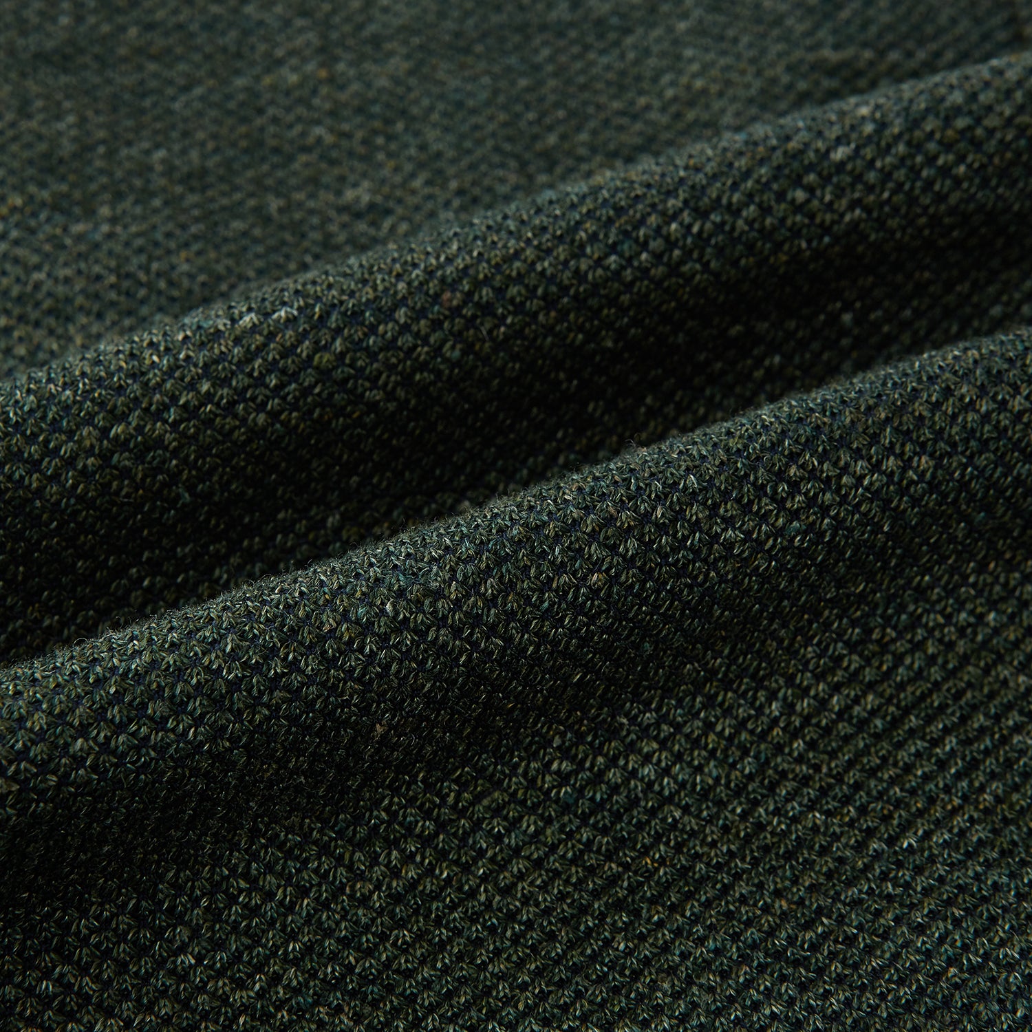 View 5 of product The Turnbull & Asser Forest Green Linen Blend Cambridge Blazer features British tailoring with notch lapels, two front buttons, a chest pocket, and two lower pockets, displayed on a plain white background.