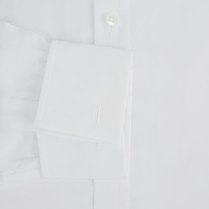 Plain White Cotton Shirt with T&A Collar and Double Cuffs Image 2