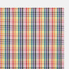 View 2 of product The Turnbull & Asser Hand Rolled Multi-coloured Grid Check Handkerchief features intersecting red, yellow, green, blue, and orange stripes on white—a vibrant and versatile gentleman’s accessory.