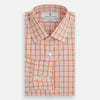 View 4 of product The Turnbull & Asser Orange Graph Overlay Check Mayfair Shirt is a soft organic cotton long-sleeve with button-down front, collar, and cuffs—an ideal capsule wardrobe staple—shown on a plain white background.