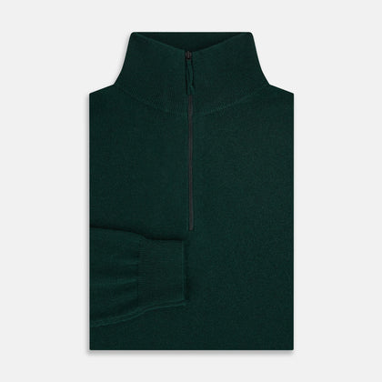 Forest Green Half-Zip Cashmere Jumper Image 3