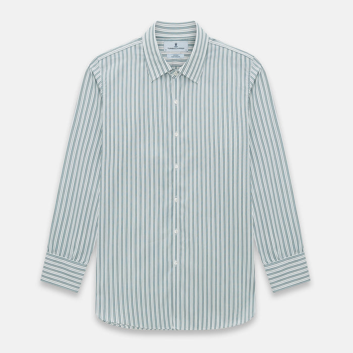 OLIVE & SAGE GREEN MULTI TRACK STRIPE WESTMINSTER SHIRT
