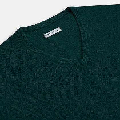 Forest Green Cashmere V-neck Jumper