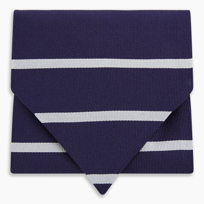 Silver Stripe and Navy Silk Cravat Image 4