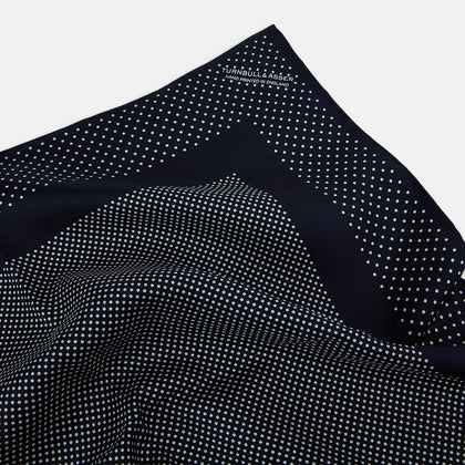 Navy and White Dot Silk Pocket Square