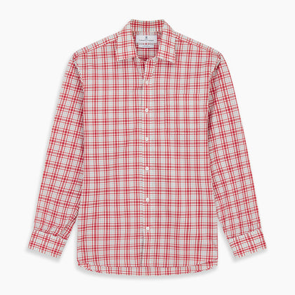 Red Check Cotton Weekend Fit Finch Shirt Image 7
