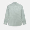 View 3 of product The Melon Green Halo Stripe Westminster Shirt by Turnbull & Asser, featuring thin green and white stripes and a classic Turnbull collar, is displayed against a plain white background—a testament to refined British craftsmanship.