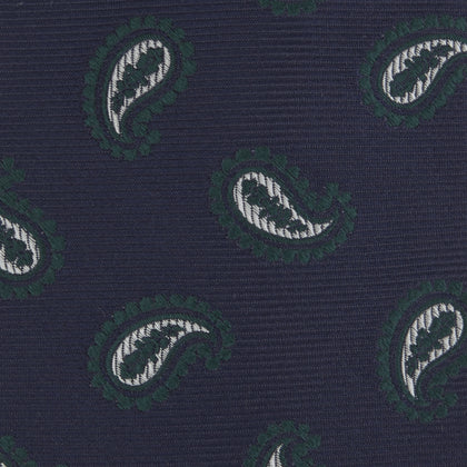 Navy and Forest Green Floating Paisley Silk Tie Image 3
