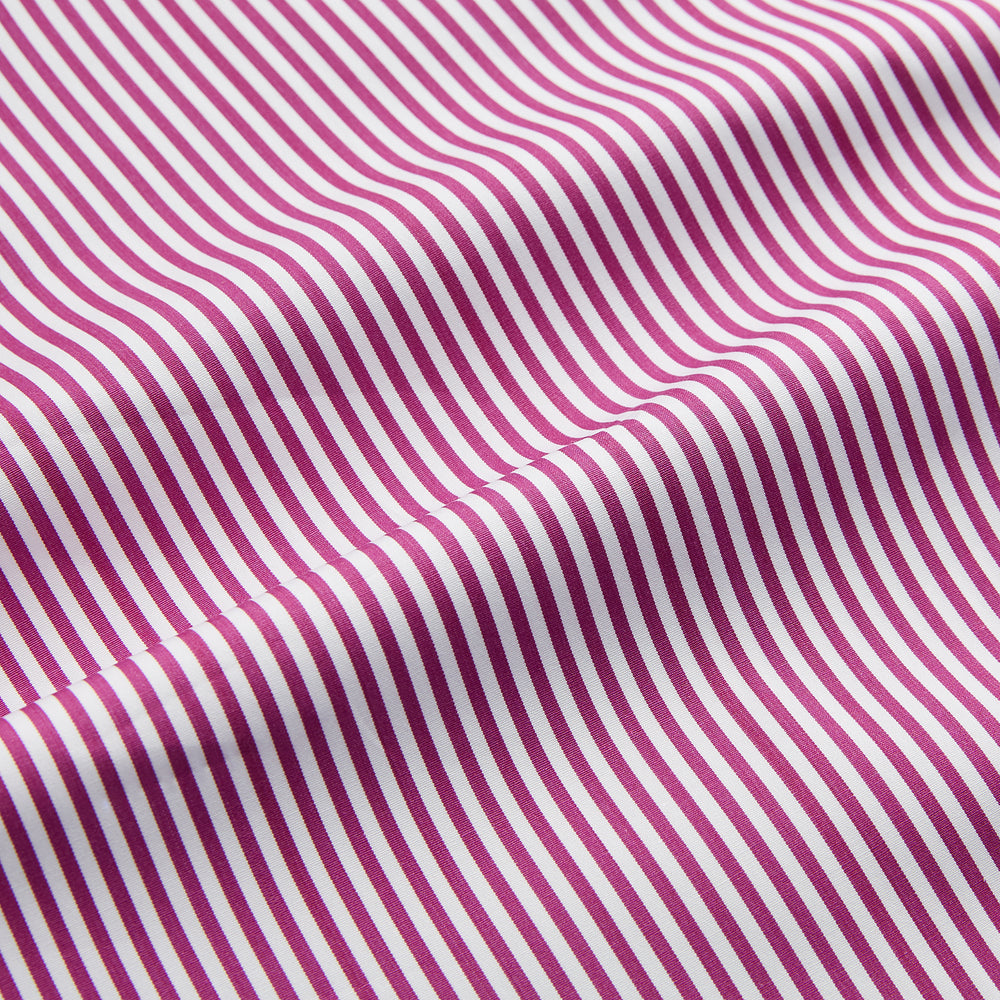 Purple & White Stripe Weekend Fit Shirt with Derby Collar and 1 Button Cuffs