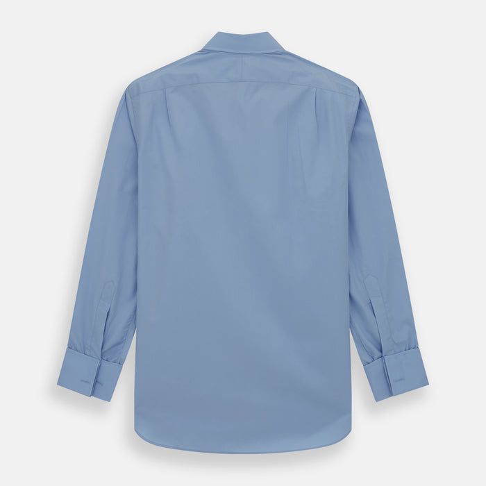 Blue Cotton Shirt with T&A Collar and Double Cuffs Image 2