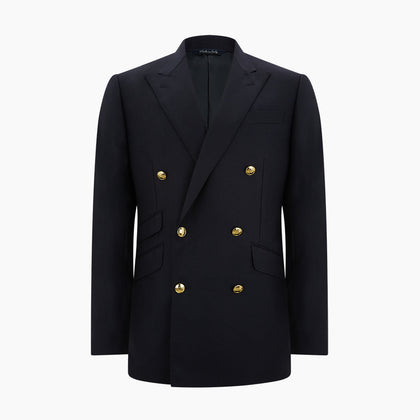 Long Navy Double Breasted Classic Blazer Image 4