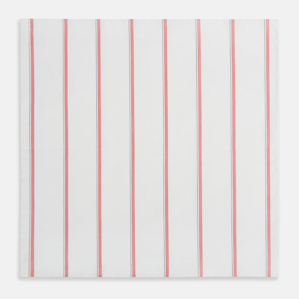 Coral Track Stripe Hand-Rolled Handkerchief