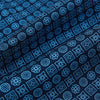 View 4 of product The Turnbull & Asser Dark Navy Floral Tile Pattern Printed Silk Cravat features a British-inspired light blue floral tile design, elegantly displayed on a white background.