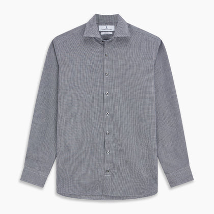 Navy Houndstooth Wool Tailored Fit Shelton Shirt Image 5