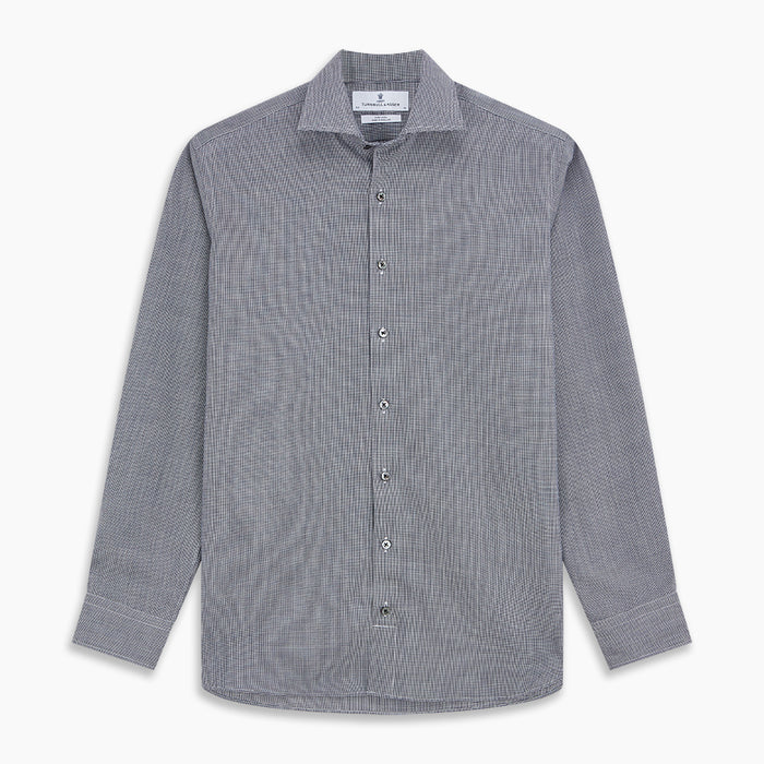 Navy Houndstooth Wool Tailored Fit Shelton Shirt Image 5