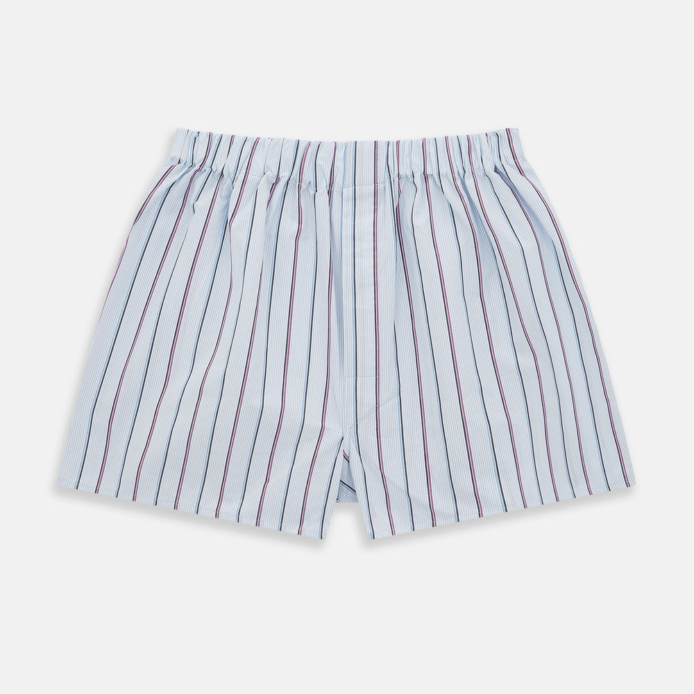 Pale Blue And Pink Multi Stripe Godfrey Boxer Shorts