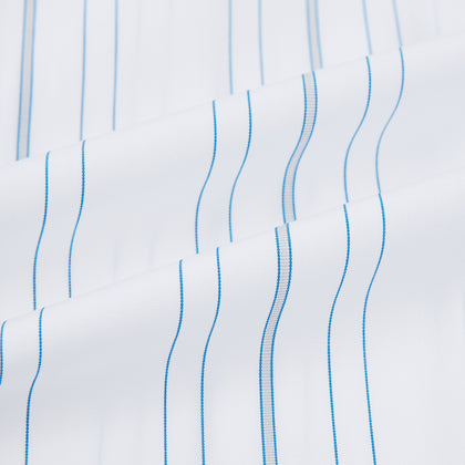 Pale Blue Multi Stripe Shirt with Contrast Collar and Double Cuffs Image 5