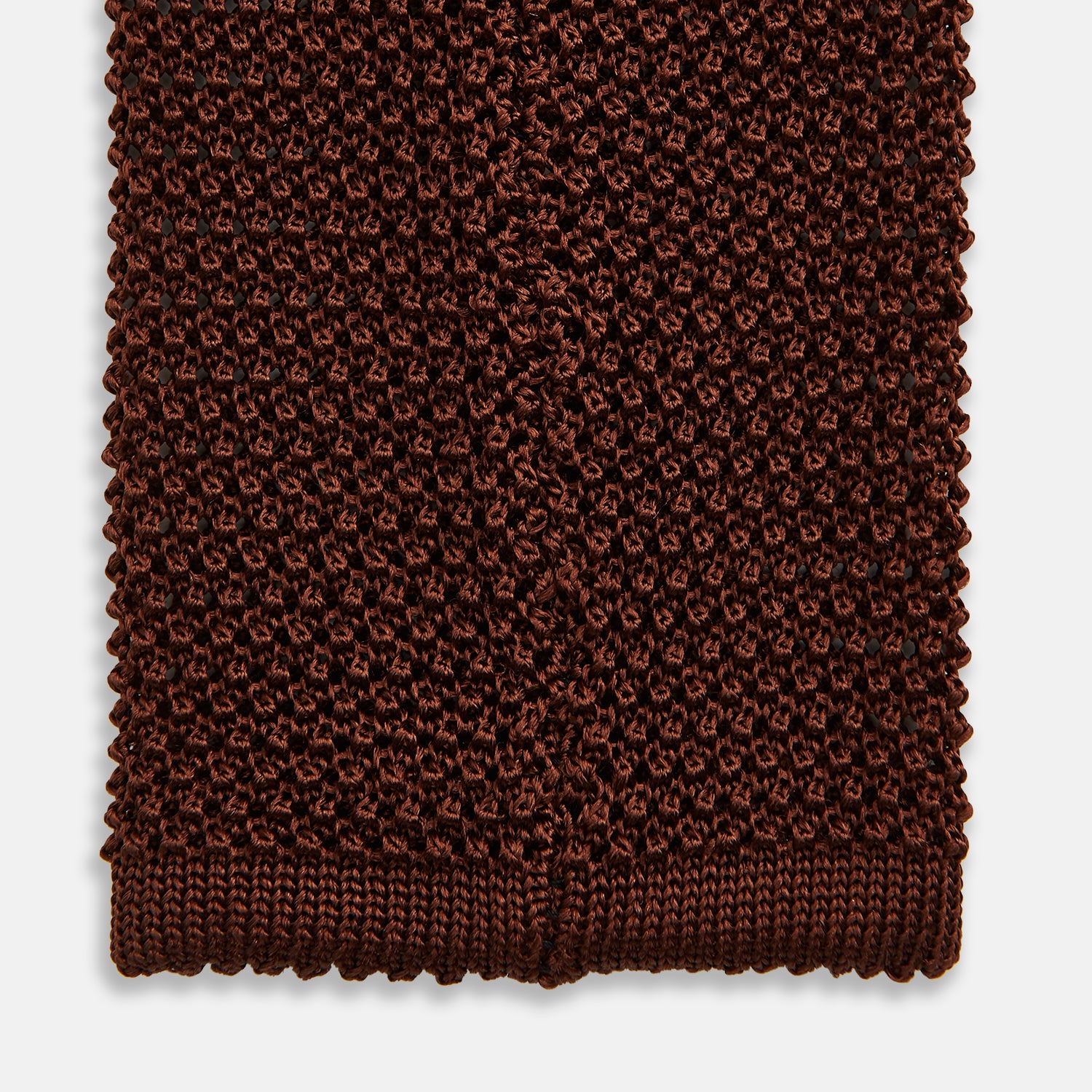 KNITTED BROWN SILK PLAIN TIE