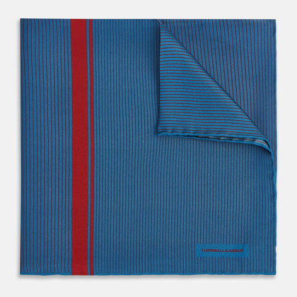 Blue and Red Stripe Silk Pocket Square
