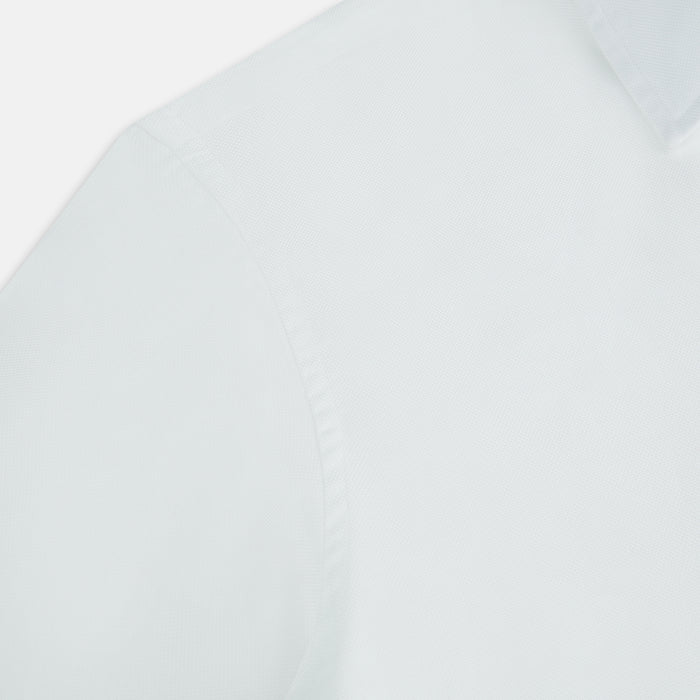 WHITE ROYAL OXFORD COTTON WINDSOR SHIRT WITH TURNBULL OPEN COLLAR AND 3-BUTTON CUFFS Image 5