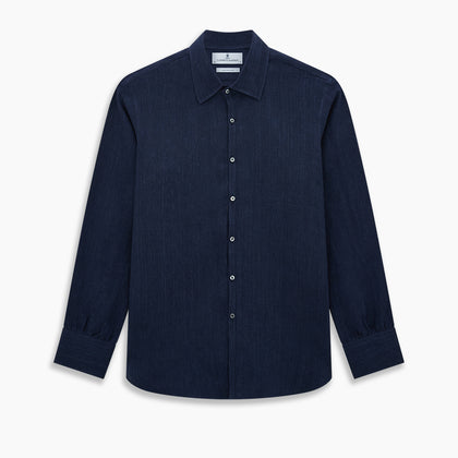 Navy Linen Westminster Shirt Image 8
