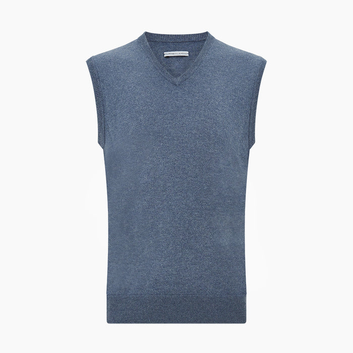 Avio Blue Cashmere V-neck Vest Image 3