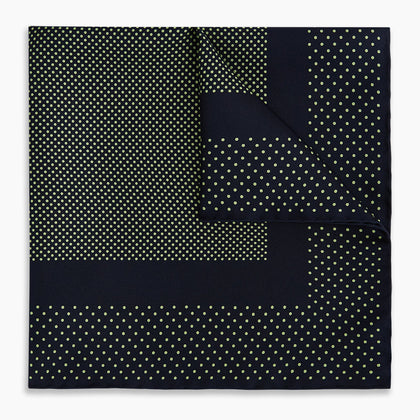 Navy and Melon Green Dot Silk Pocket Square Image 4