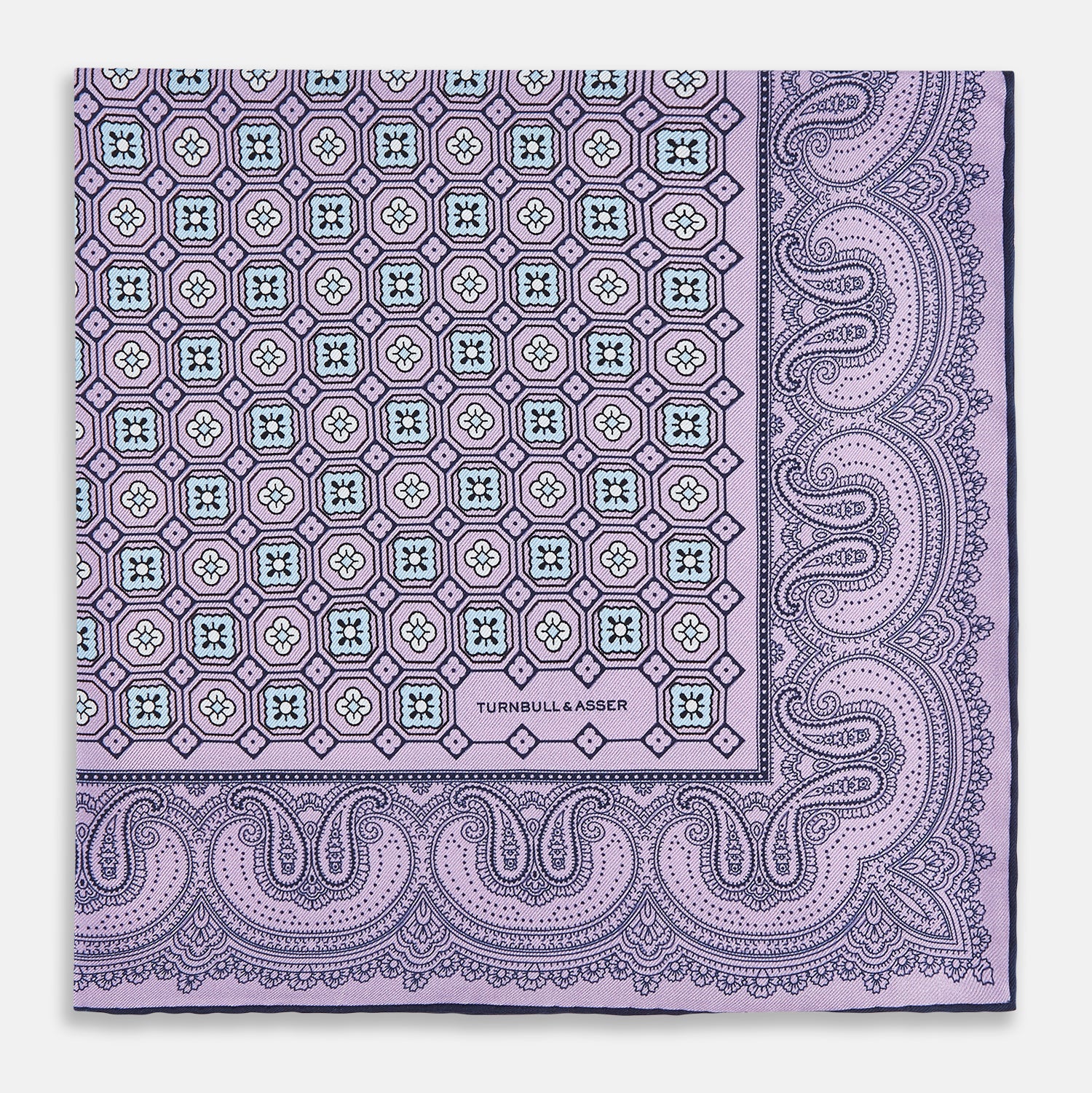Image 8 of product Lilac Floral Tile and Paisley Silk Pocket Square