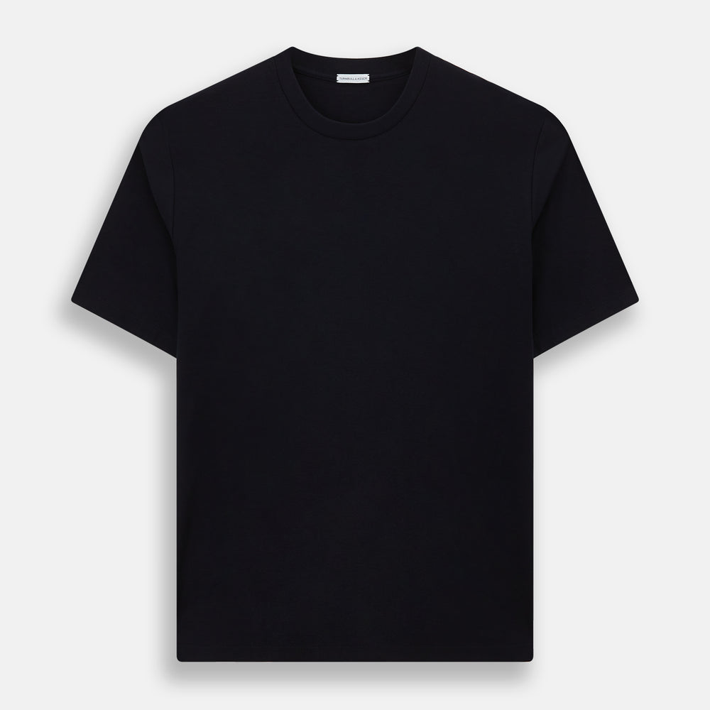The Turnbull & Asser Navy Short-sleeve Fitted T-Shirt, featuring a simple crew neckline and no visible logos or designs, is shown from the front on a white background—ideal for smart casual looks.