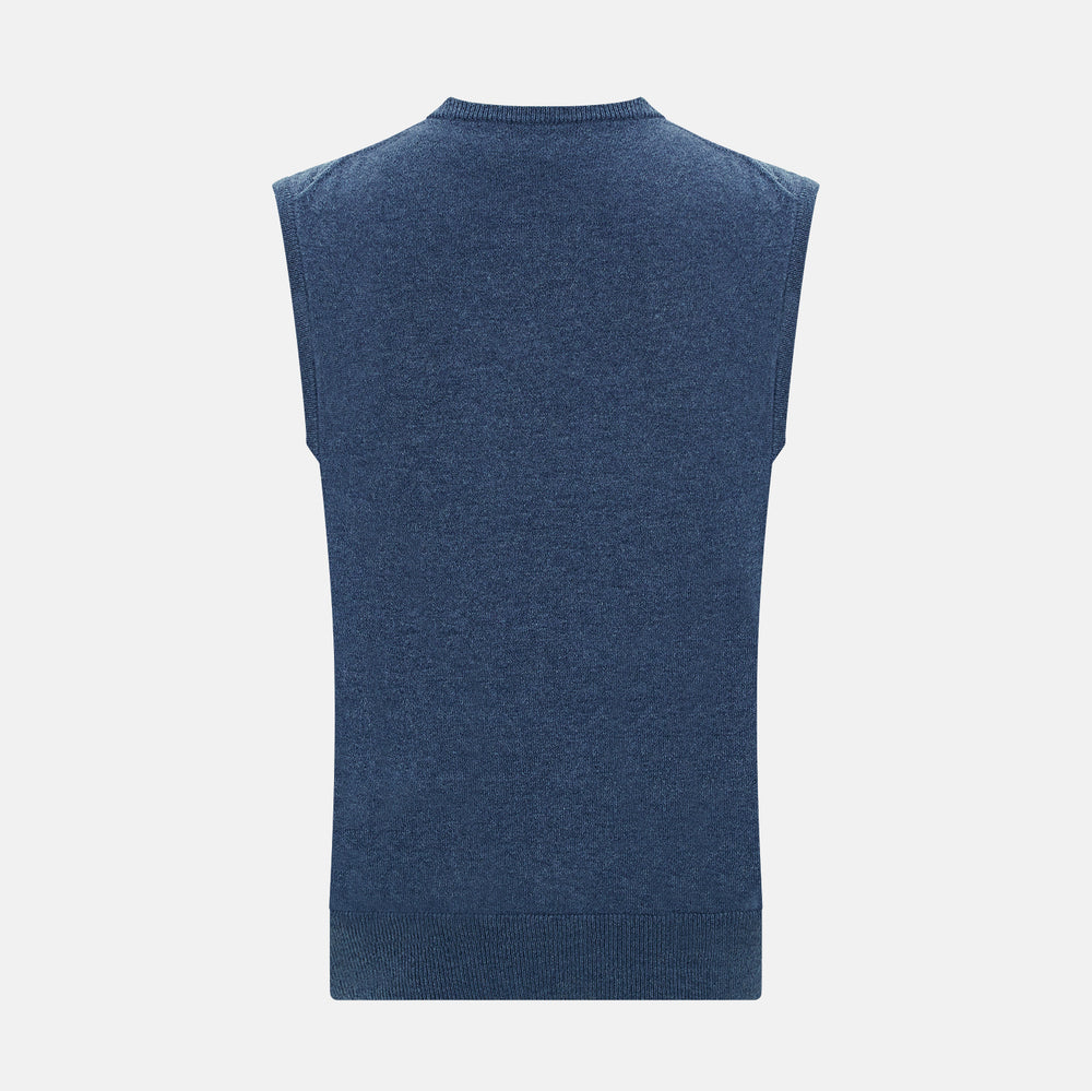 Pacific Blue Cashmere Round Neck Vest