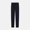 View 1 of product Turnbull & Asser's Light Navy Corduroy Miles Trousers feature a straight-leg stretch fit, elasticated waist, and matching fabric drawstring, shown on a plain white background.