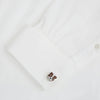 View 4 of product Turnbull & Asser’s British Bulldog Cufflinks, crafted in sterling silver and detailed with brown and white enamel to resemble bulldog heads, celebrate British heritage against a plain white background.