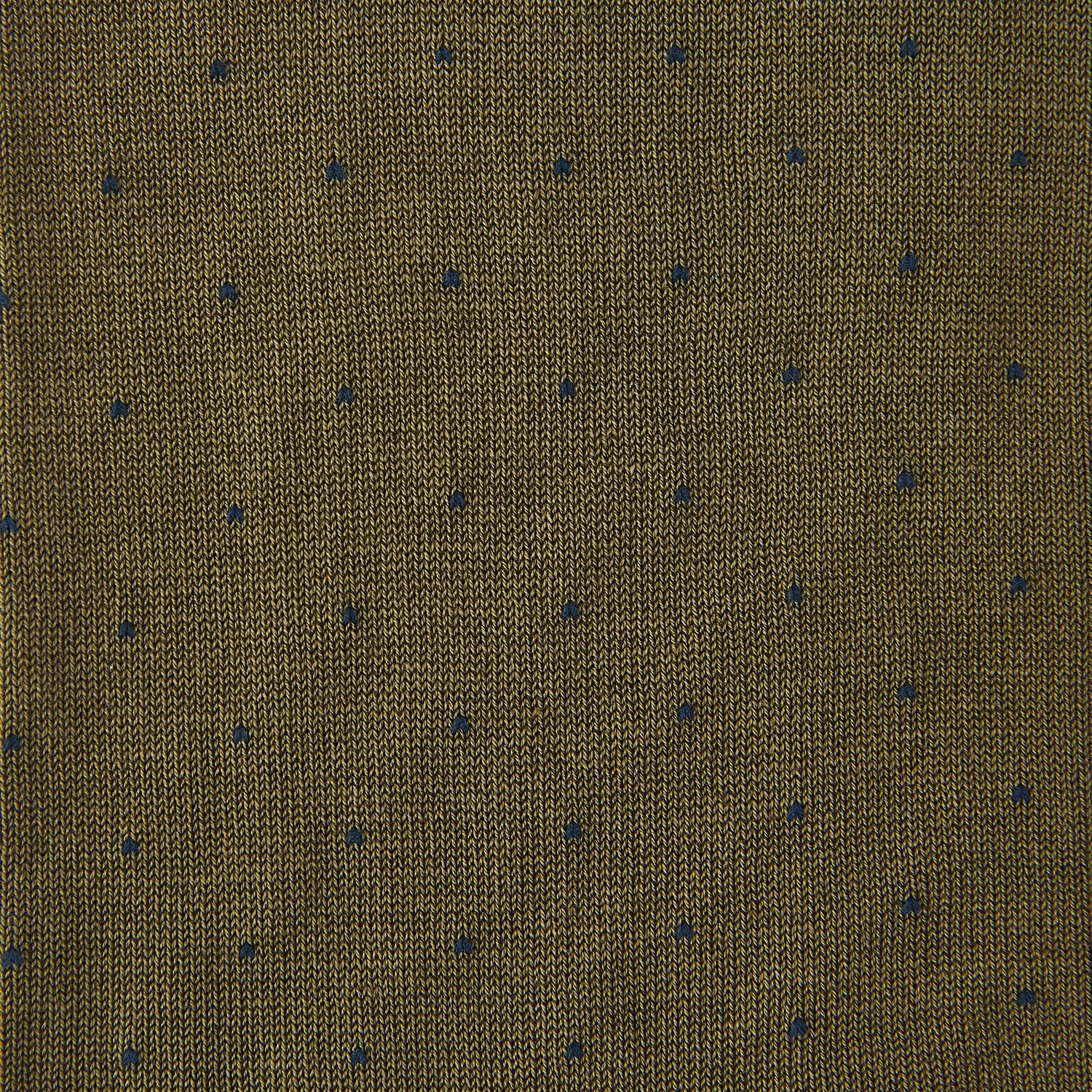 View 2 of product A single Khaki and Navy Polka Dot Cotton Mid-length Sock by Turnbull & Asser, made in England, is displayed upright on a plain white background.