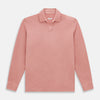 View 1 of product A Turnbull & Asser Red Rugby Polo Shirt with long sleeves, a collared neckline, v-neck opening, and no buttons is laid flat on a white background.