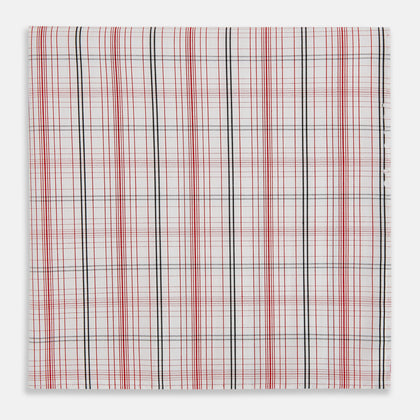 Red Multi Check Hand-Rolled Handkerchief