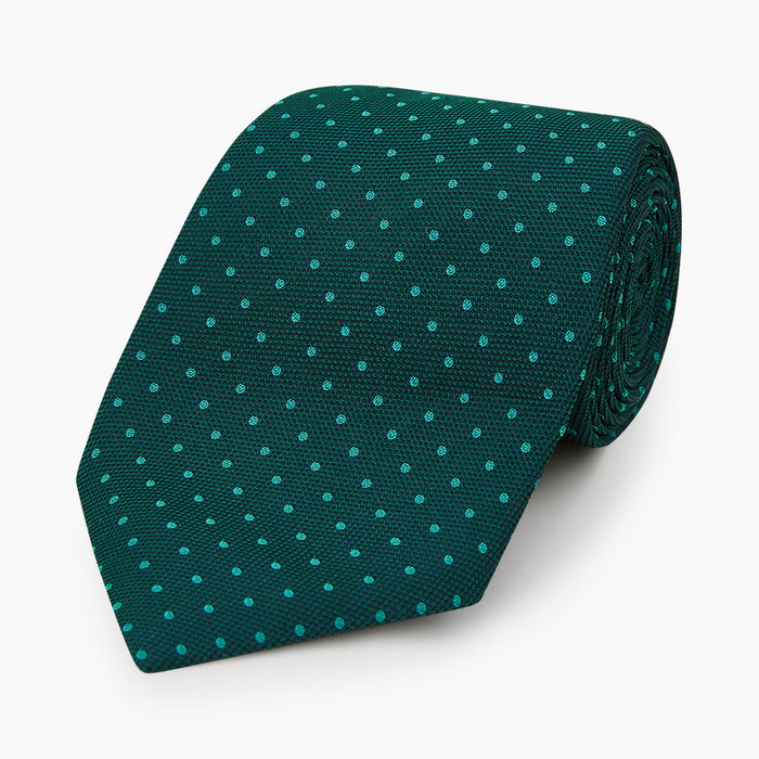 Blue and Forest Green Micro Dot Silk Tie Image 4