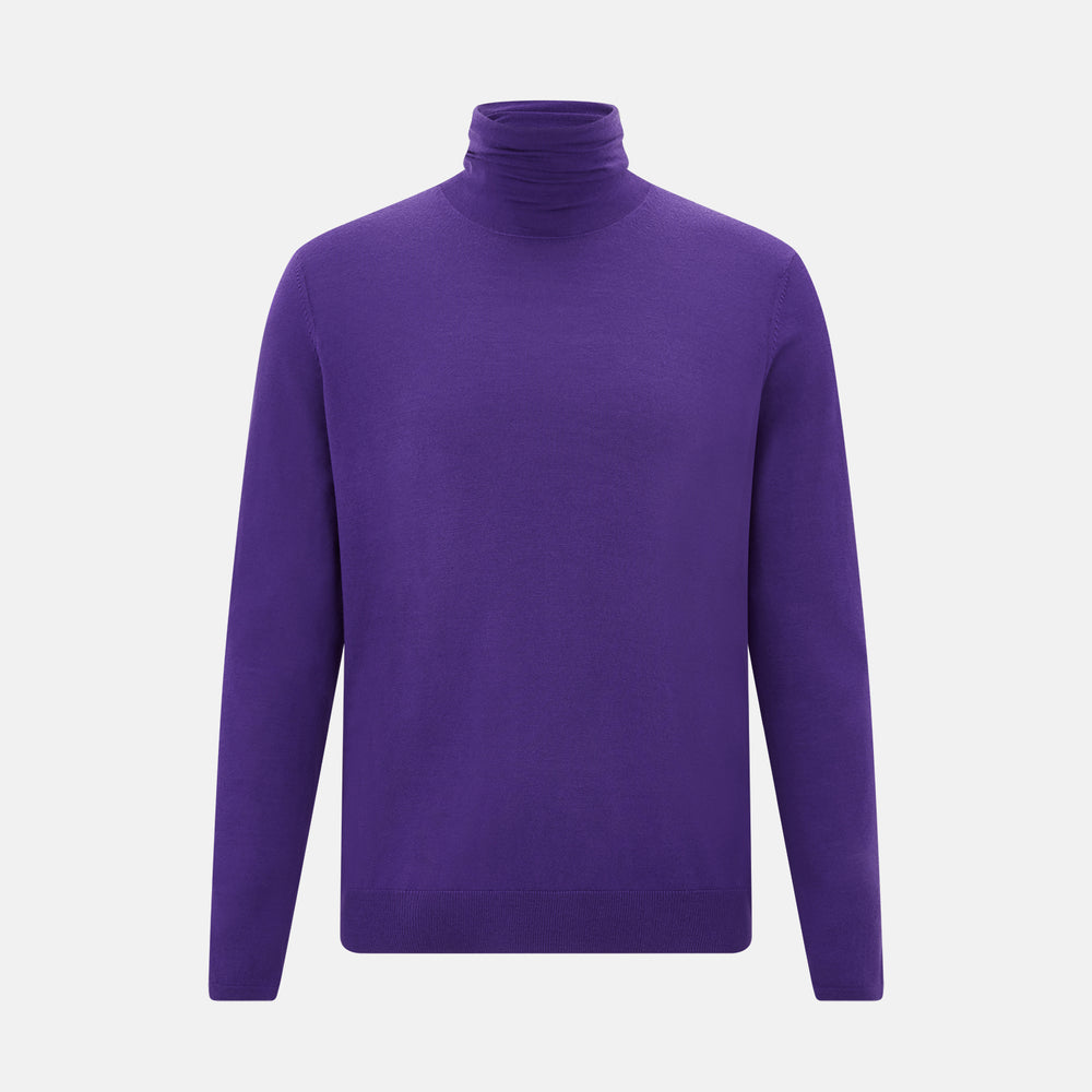 Purple Fine Merino High Neck Jumper