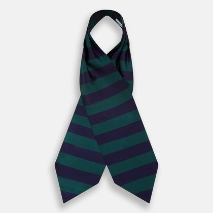 Wide Green Stripe and Navy Silk Cravat