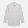 View 1 of product The Rainbow Double Grid Check Mayfair Shirt by Turnbull & Asser features a white base with thin blue, red, and green checks and a T&A collar. It’s displayed neatly laid flat on a white background.