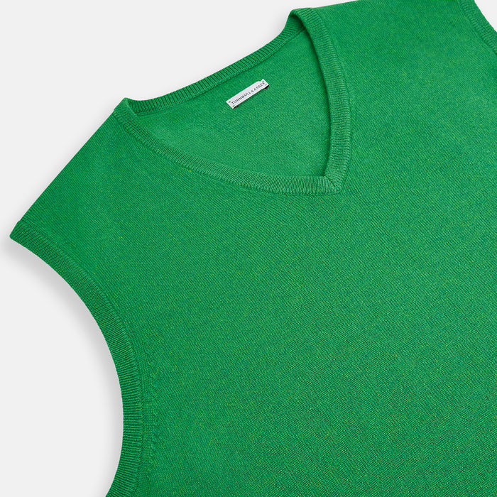 Fern Green Cashmere V-Neck Vest Image 1