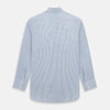 View 3 of product The Sky Blue Micro Shadow Check Mayfair Shirt by Turnbull & Asser features long sleeves, a classic collar, buttoned cuffs, and a light blue and white micro check pattern—showcasing refined British craftsmanship.