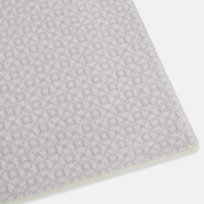 Ivory and Lilac Lozenge-Patterned Cashmere Knitted Scarf
