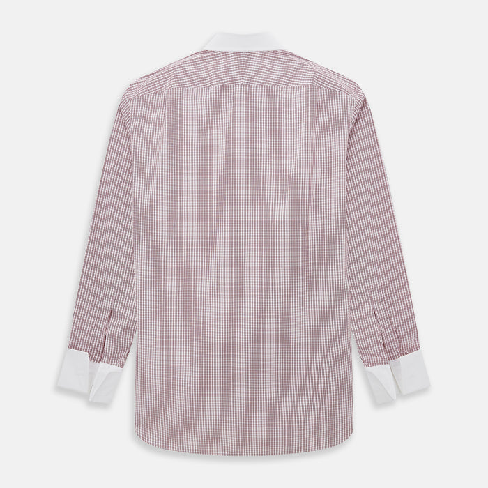 Red Micro Check Shirt with Contrast T&A Collar and Cuffs Image 2