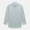 View 1 of product Turnbull & Asser Pale Blue Fine Check Mayfair Shirt—a long-sleeve button-up with classic collar, buttoned cuffs, white buttons, and a subtle check pattern in sanforised cotton—displayed on a white background.