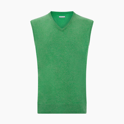 Fern Green Cashmere V-Neck Vest Image 3