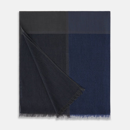 Charcoal and Navy Cashmere Scarf Image 2