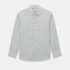 View 1 of product The Turnbull & Asser Forest Green Multi Check Westminster Shirt is a tailored, long-sleeved, button-up shirt with a collar and a white base featuring light blue and green plaid, displayed flat on a white background.