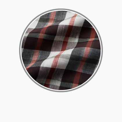 Black and Red Check Linen Blend Fabric Image 2