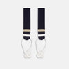 View 4 of product A pair of Turnbull & Asser Navy Adjustable Felt Braces, featuring pure wool boxcloth, white leather button loops, and gold-toned metal details, shown vertically on a plain white background. Expertly crafted in England for timeless style.