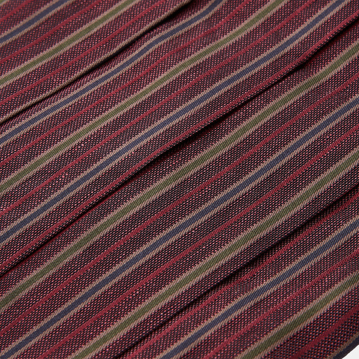 Claret and Green Multi Stripe Silk and Linen Cummerbund Image 1